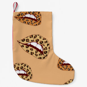 Leopard print lips seamless pattern,cheetah lips d small christmas stocking