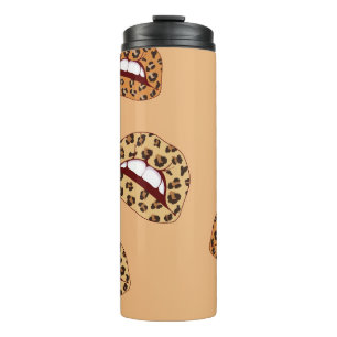 Leopard print lips seamless pattern,cheetah lips d thermal tumbler
