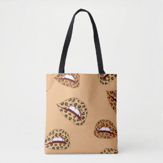 Leopard print lips seamless pattern,cheetah lips d tote bag