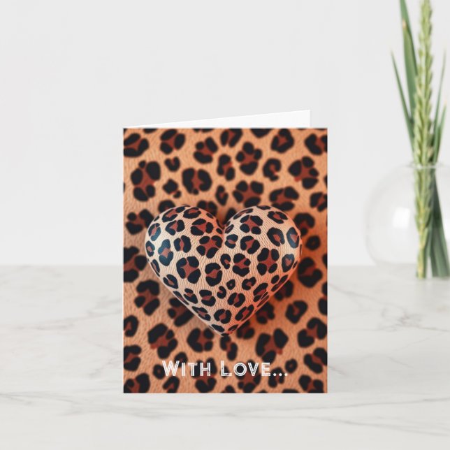 Leopard Print Love Holiday Card (Front)