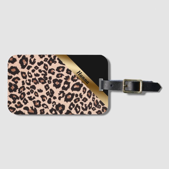Leopard Print Luggage Bag Tag (Front Horizontal)
