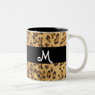Leopard Print M monogram initials Coffee Mug Cup
