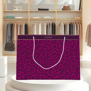 Leopard Print-Magenta Large Gift Bag
