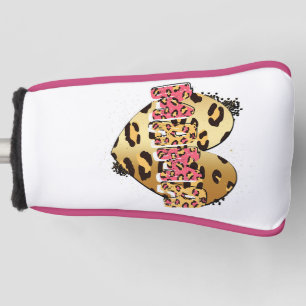 Leopard Print Mama Heart Golf Head Cover