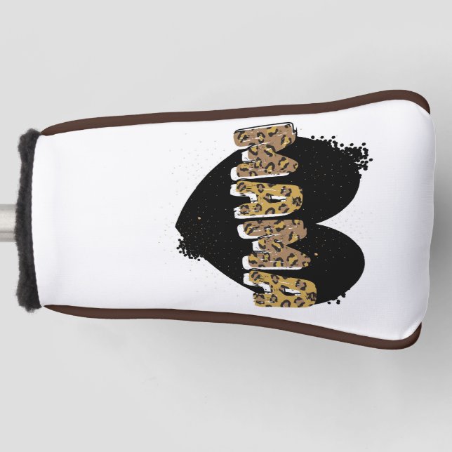 Leopard Print Mama Heart Golf Head Cover (Front)