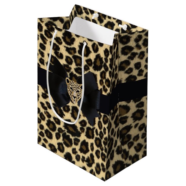 Leopard Print Medium Gift Bag (Front Angled)