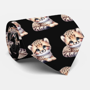 Leopard Print Modern Kawaii Cute Cheetah Babies Tie