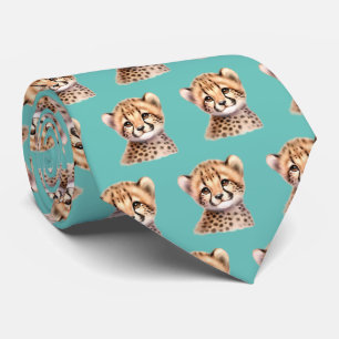 Leopard Print Modern Kawaii Cute Cheetah Babies Tie