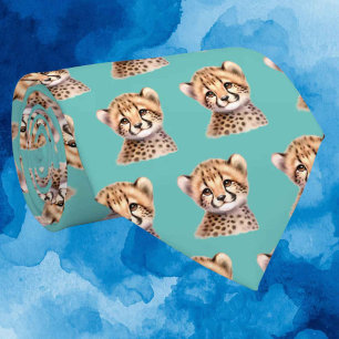 Leopard Print Modern Kawaii Cute Cheetah Babies Tie