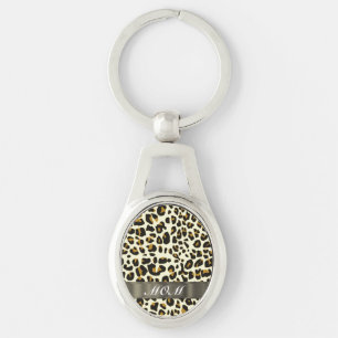 Leopard print mom text key ring