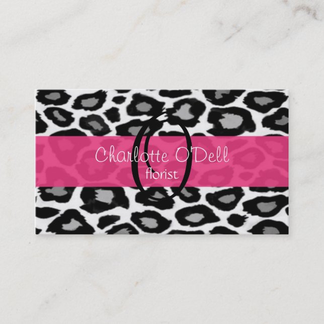 Leopard Print Monogram Business Card (Front)