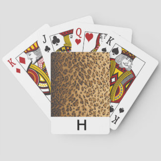 Leopard Print monogram H initials Playing Cards