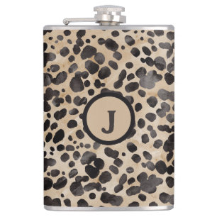 Leopard Print Monogram Hip Flask