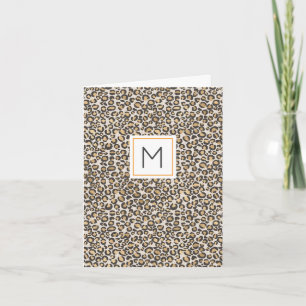 Leopard Print Monogram INITIAL Chic Stationary Card