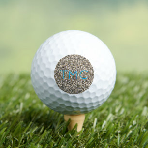 Leopard Print Monogram INITIALS Blue Sports Fun Golf Balls