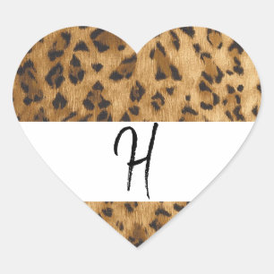 Leopard Print monogram initials merchandise Heart Sticker
