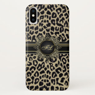 Leopard Print Monogram iPhone X Case