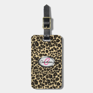 Leopard Print Monogram Luggage Tag