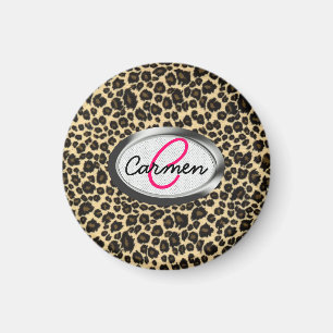 Leopard Print Monogram Magnet