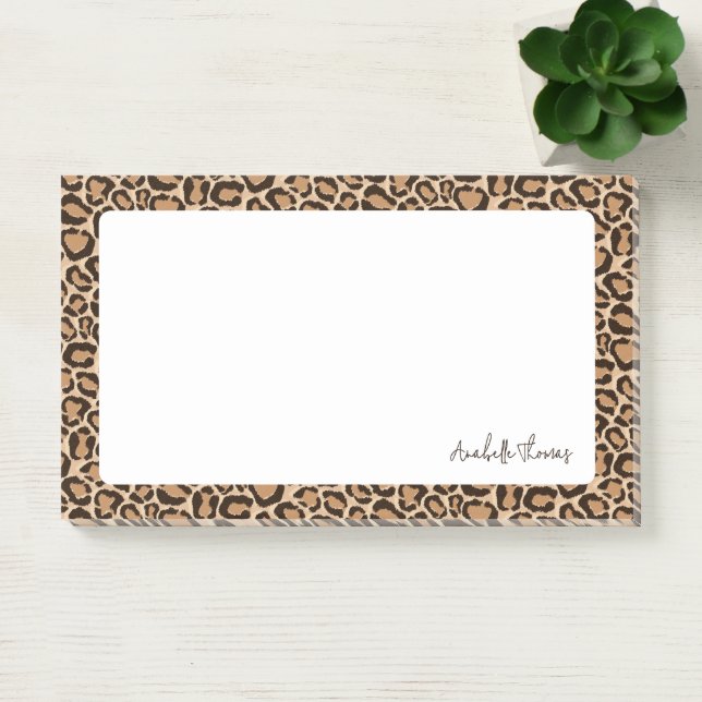 Leopard Print Monogrammed Post-it Notes (Office)