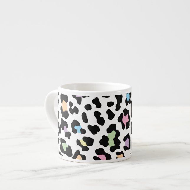 Leopard Print Multi Colours Espresso Cup (Front Left)