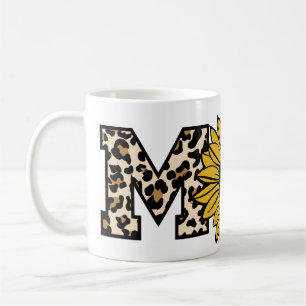 Leopard Print Mum Letters with Vibrant Sunflower Coffee Mug