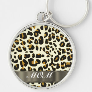 Leopard print mum text key ring