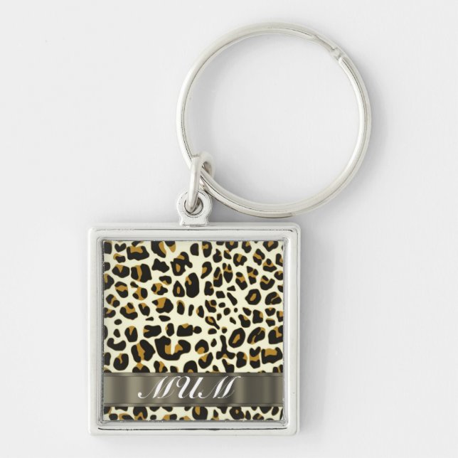 Leopard print mum text key ring (Front)