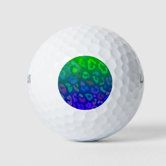 Leopard Print Ombre Blues Golf Balls (Front)