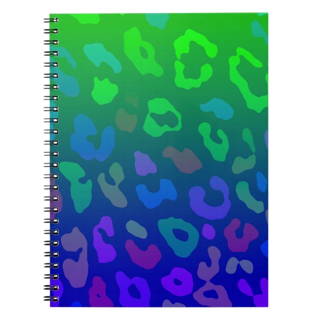 Leopard Print Ombre Blues Notebook (Front)