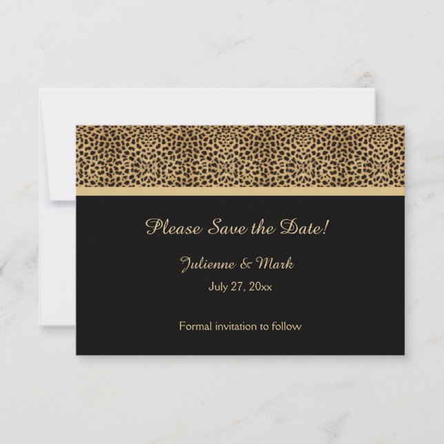 Leopard Print on Black Save the Date (Front)