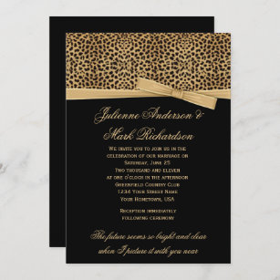 Leopard Print on Black Wedding Invitation