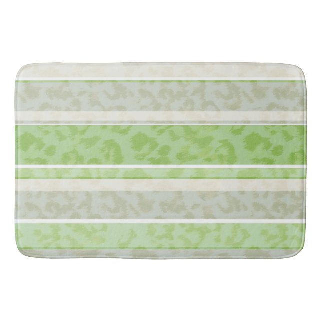 Leopard print on striped background. bath mat (Front)