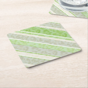 Leopard print on striped background. paper coaster