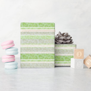 Leopard print on striped background wrapping paper