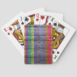 Leopard Print on Wood #4 Playing Cards