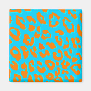 Leopard Print Orange Blue Magnet