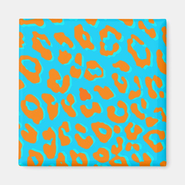 Leopard Print Orange Blue Magnet (Front)