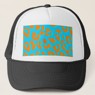 Leopard Print Orange Blue Trucker Hat