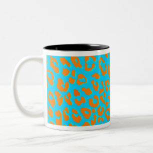 Leopard Print Orange Blue Two-Tone Coffee Mug