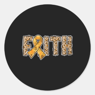 Leopard Print Orange Ribbon FAITH CRPS Awareness  Classic Round Sticker