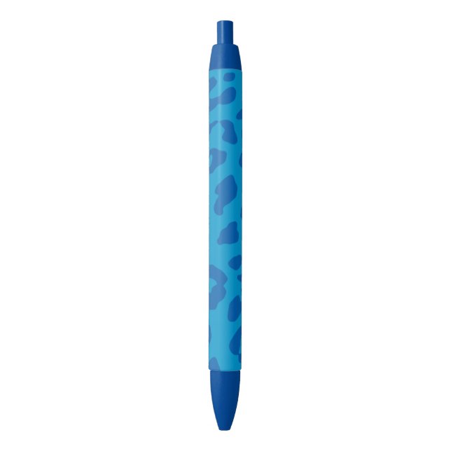 Leopard Print Pale Blues  Black Ink Pen (Front Vertical)
