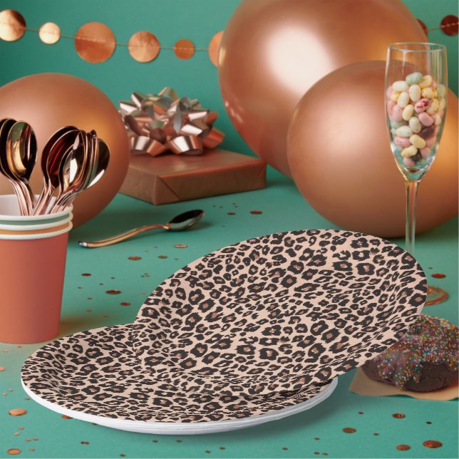 Leopard Print Party Paper Plates Tableware (Multi)