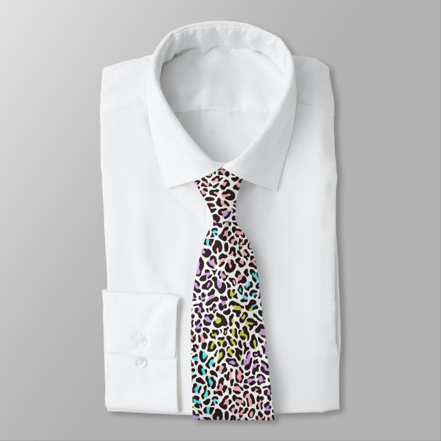 Leopard Print Pastel Neck Tie (Tied)