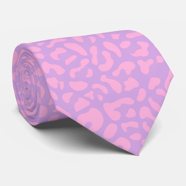 Leopard Print Pastel Neck Tie (Rolled)