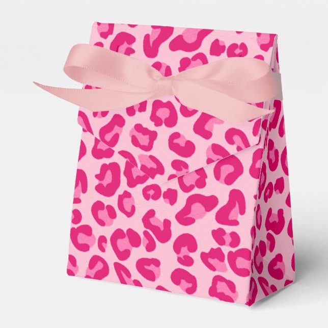 Leopard Print, Pastel Pink, Hot Pink and Fuchsia Favour Box (Front Side)