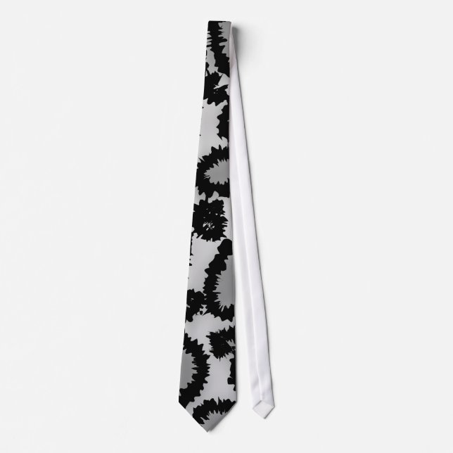 Leopard Print Pattern, Black and Grey. Tie (Front)