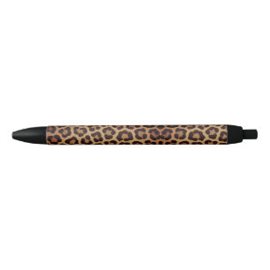 Leopard Print Pattern Black Ink Pen