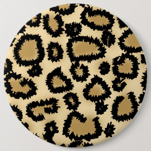 Leopard Print Pattern, Brown and Black. 6 Cm Round Badge