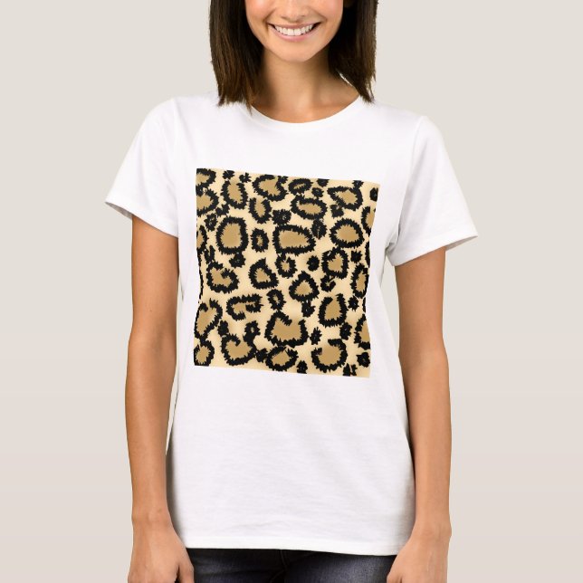 Leopard Print Pattern, Brown and Black. T-Shirt (Front)